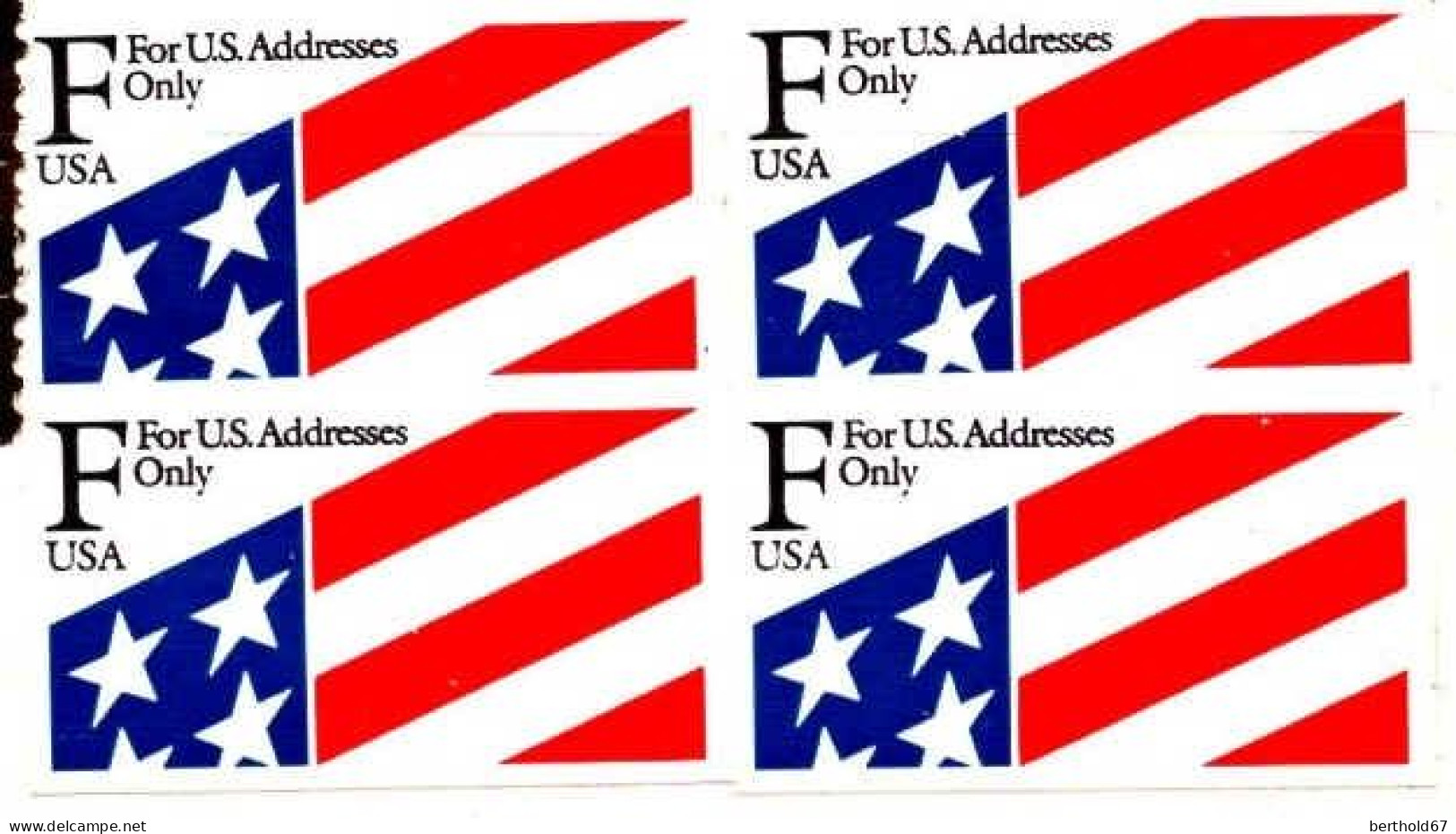 USA Distributeur Obl Yv:   2 Mi: For US.Adresses Only Bloc De 4 (Obli. Ordinaire) Sur Fragment - Used Stamps