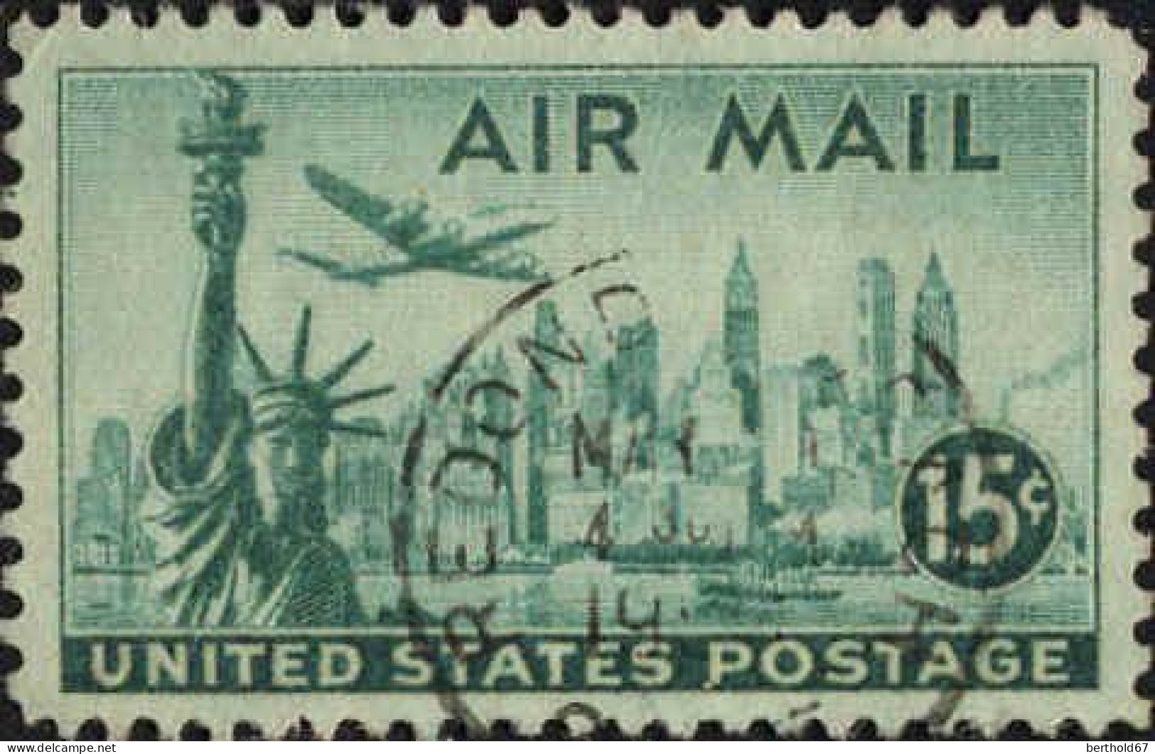 USA Avion Obl Yv: 37 Mi:561 Statue De La Liberté & New-York (TB Cachet Rond) - 2a. 1941-1960 Afgestempeld