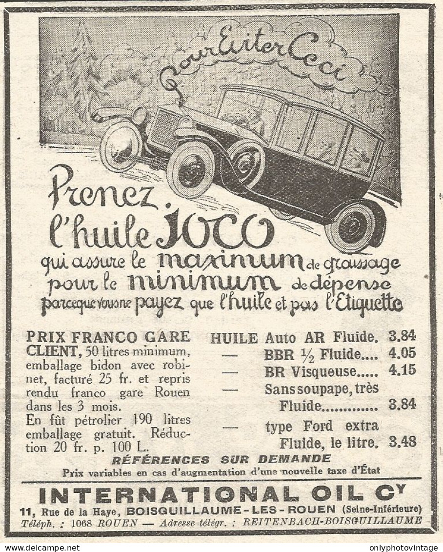 International OIL - Pubblicitï¿½ Del 1926 - Old Advertising - Publicités