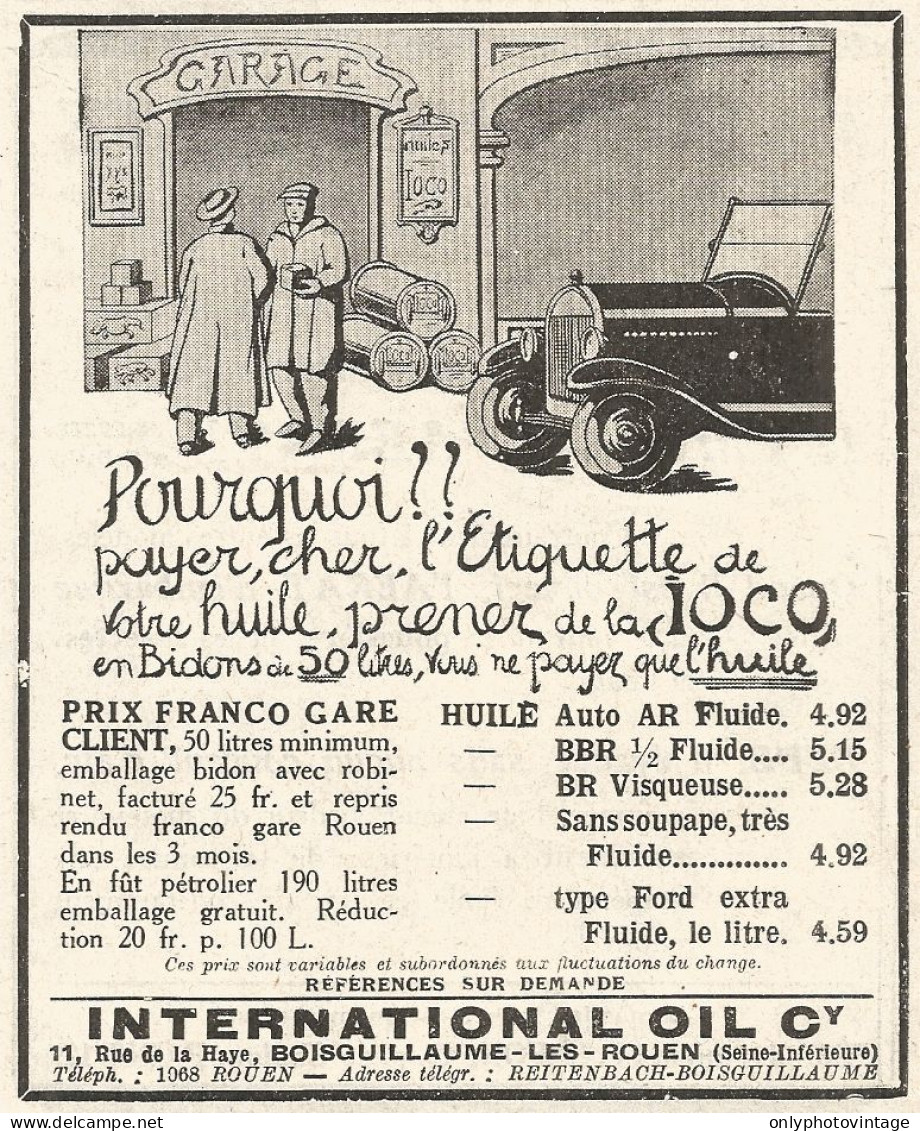 International OIL - Pubblicitï¿½ Del 1926 - Old Advertising - Publicités