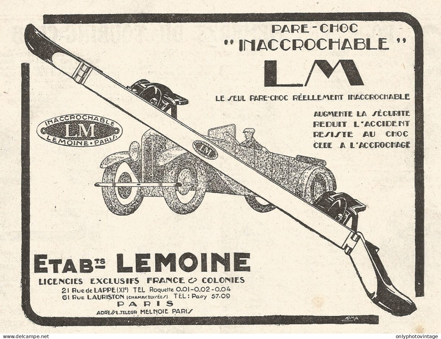 Paraurti LM - Lemoine - Pubblicitï¿½ Del 1926 - Old Advertising - Publicités