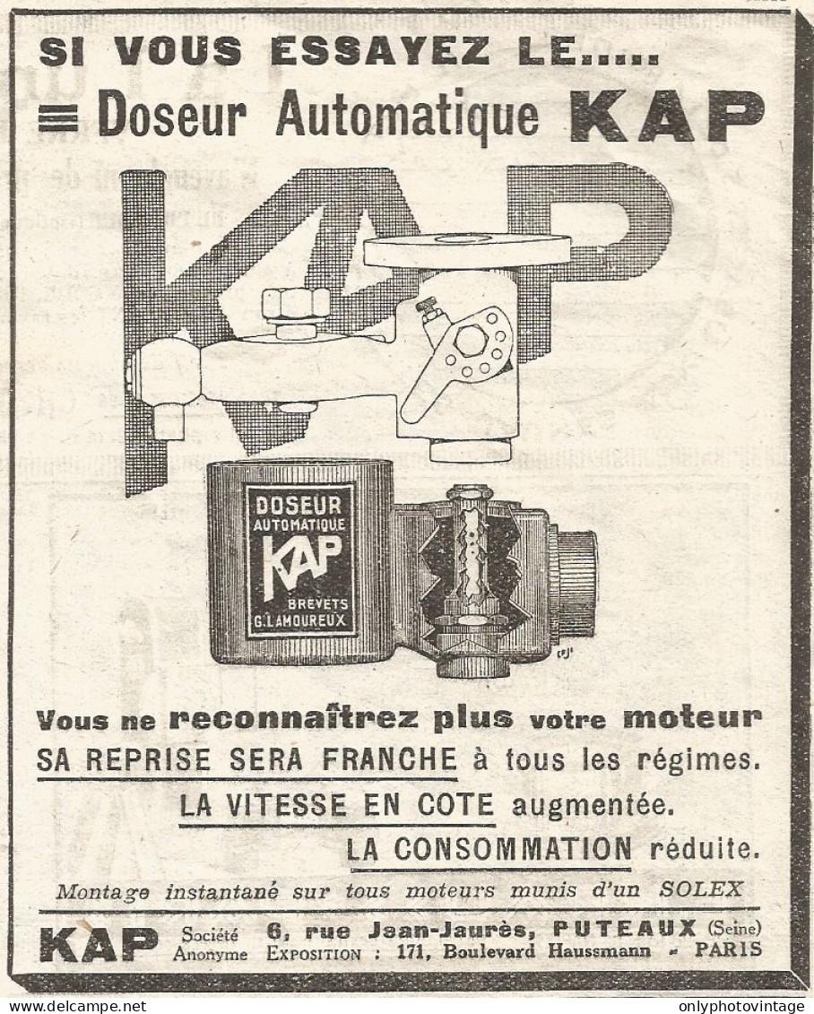 Doseur Automatique KAP - Pubblicitï¿½ Del 1926 - Old Advertising - Advertising