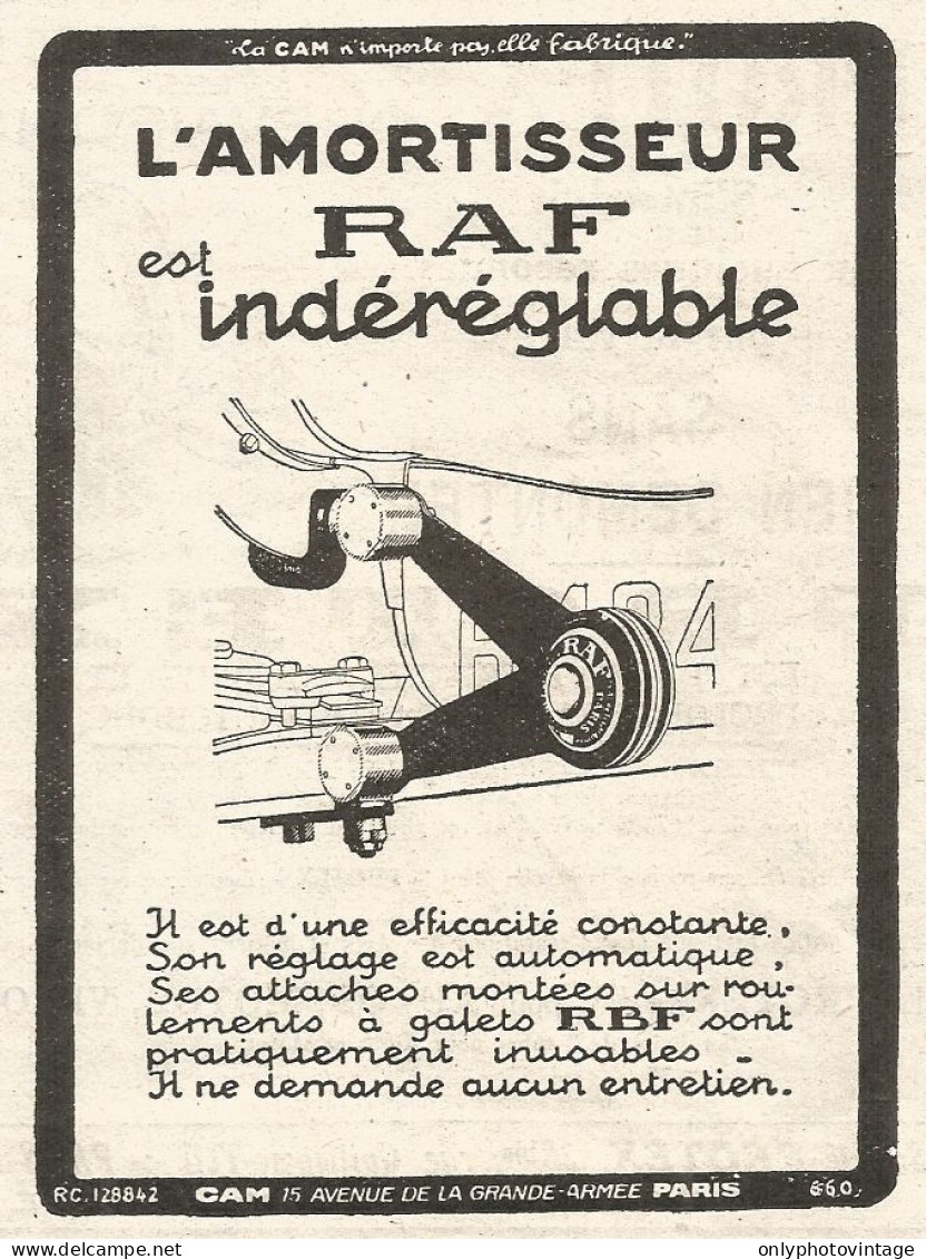Amortisseur RAF - Pubblicitï¿½ Del 1926 - Old Advertising - Publicités