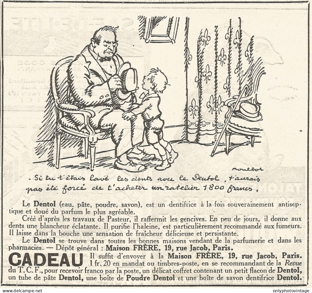 Dentifricio DENTOL - Vignetta - Pubblicitï¿½ Del 1926 - Old Advertising - Publicités