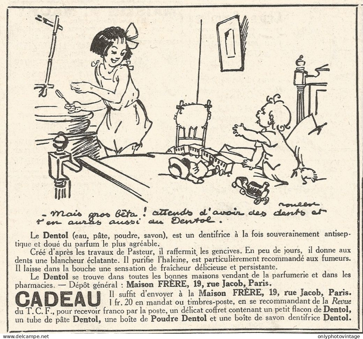 Dentifricio DENTOL - Vignetta - Pubblicitï¿½ Del 1926 - Old Advertising - Publicités