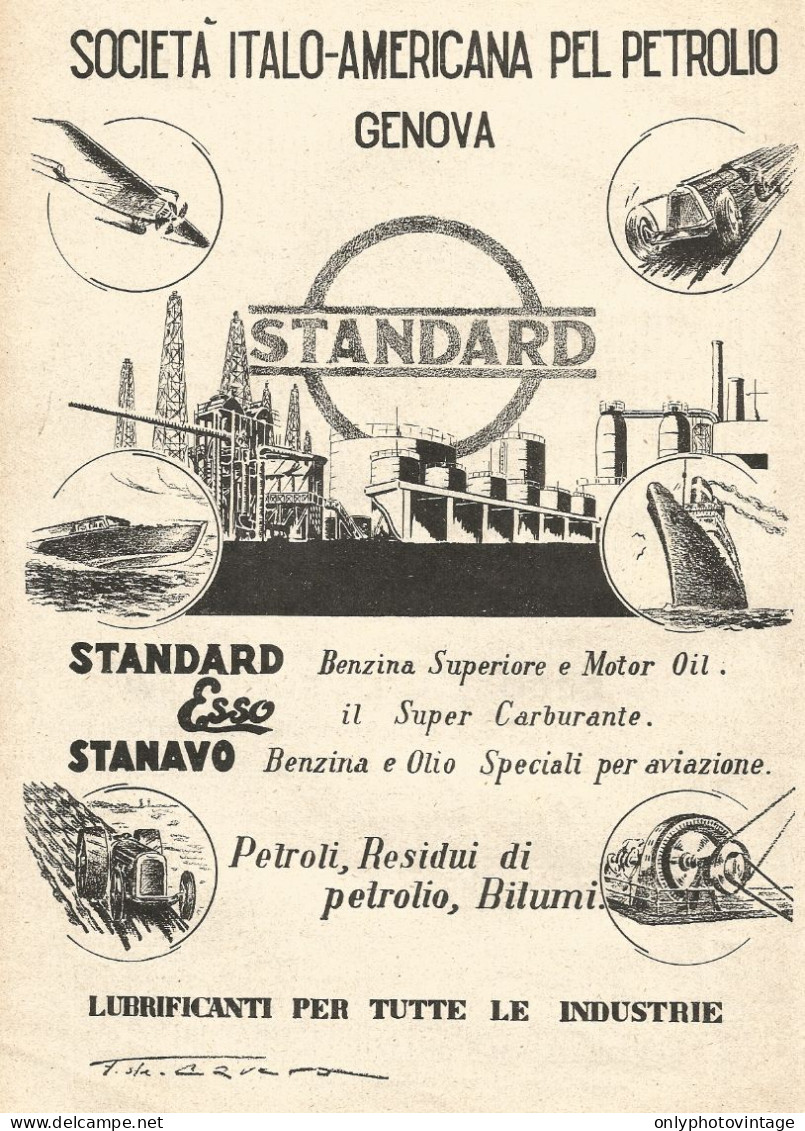 Standard - Esso - Stanavo - Illustrazione - Pubblicitï¿½ Del 1933 - Old Ad - Advertising