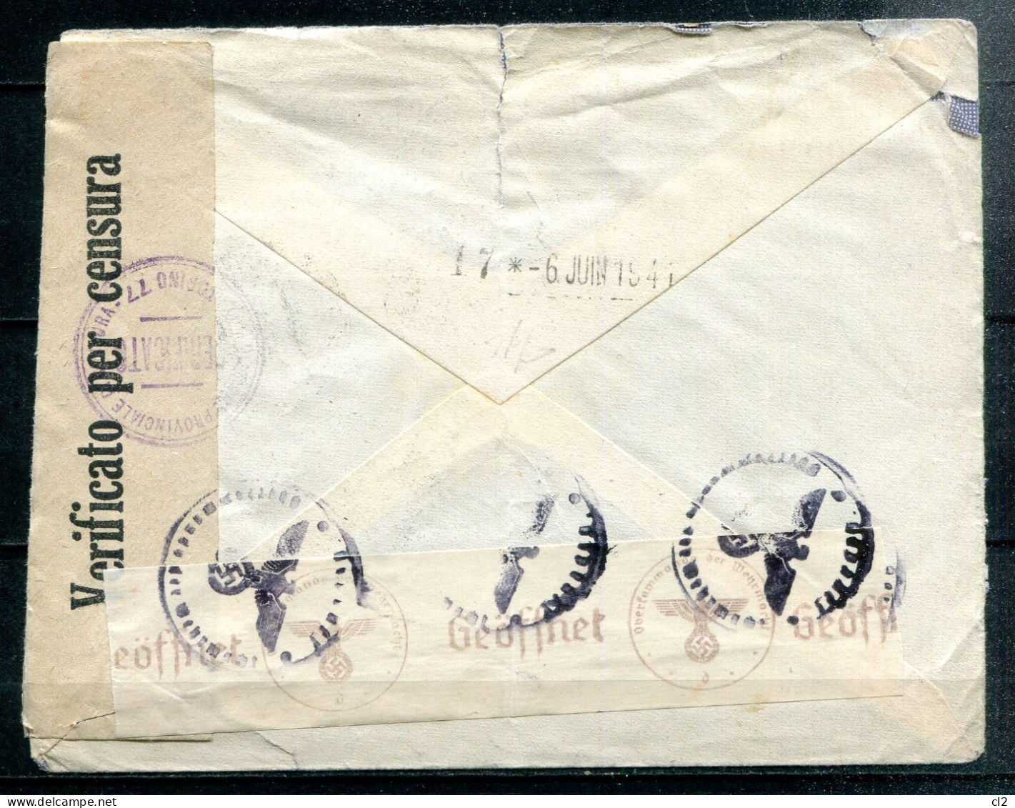 ITALIE - Y&T 436 Sur Enveloppe Pour PARIS Avec Double Censure Italienne Et Allemande - Other & Unclassified