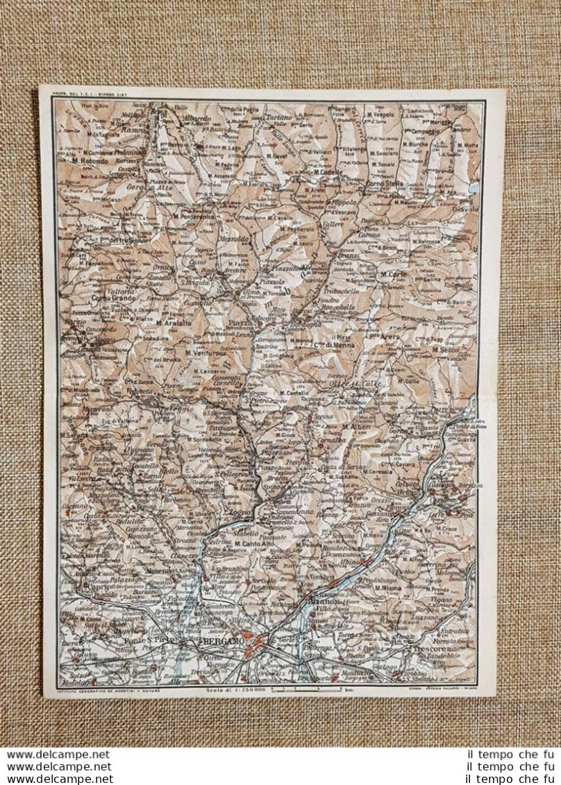 Carta Geografica O Cartina Del 1914 Bergamo M.Castello Gerolia Lombardia T.C.I. - Landkarten