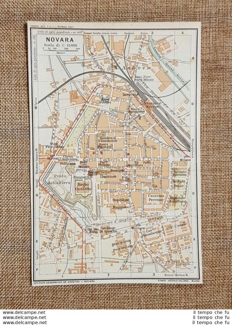 Pianta O Piantina Del 1914 La Città Di Novara Piemonte T.C.I. - Geographische Kaarten