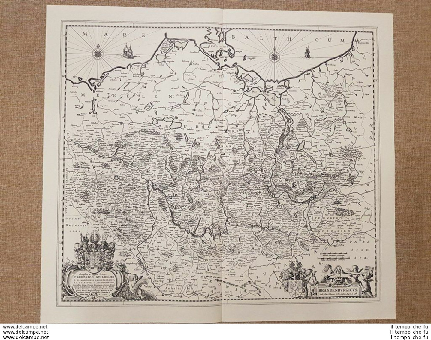 Carta Geografica O Mappa Brandenburg Germania Anno 1659 Di J.e W.Blaeu Ristampa - Geographical Maps