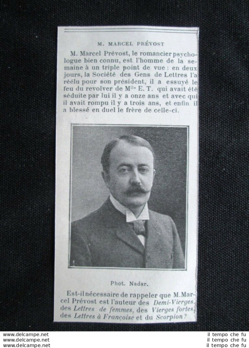 Lo Scrittore Francese Marcel Prevost Stampa Del 1903 - Andere & Zonder Classificatie