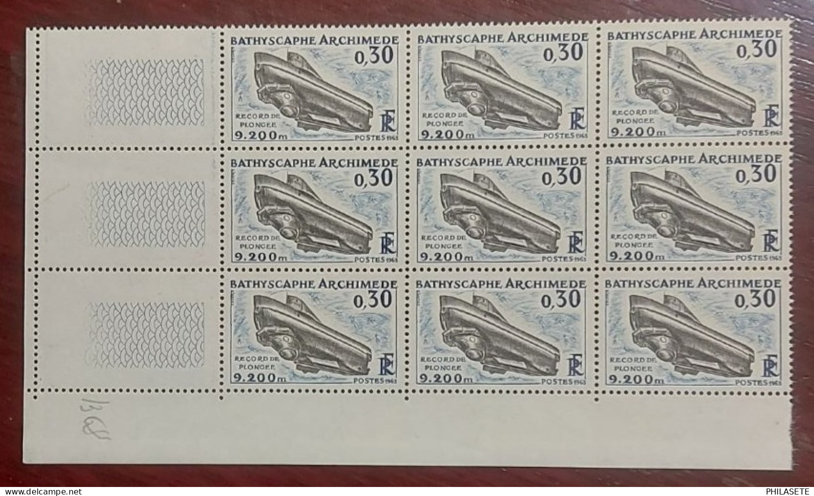 France Bloc De 6 Timbres Neuf** YV N° 1368 Archimède Record De Plongée - Ungebraucht