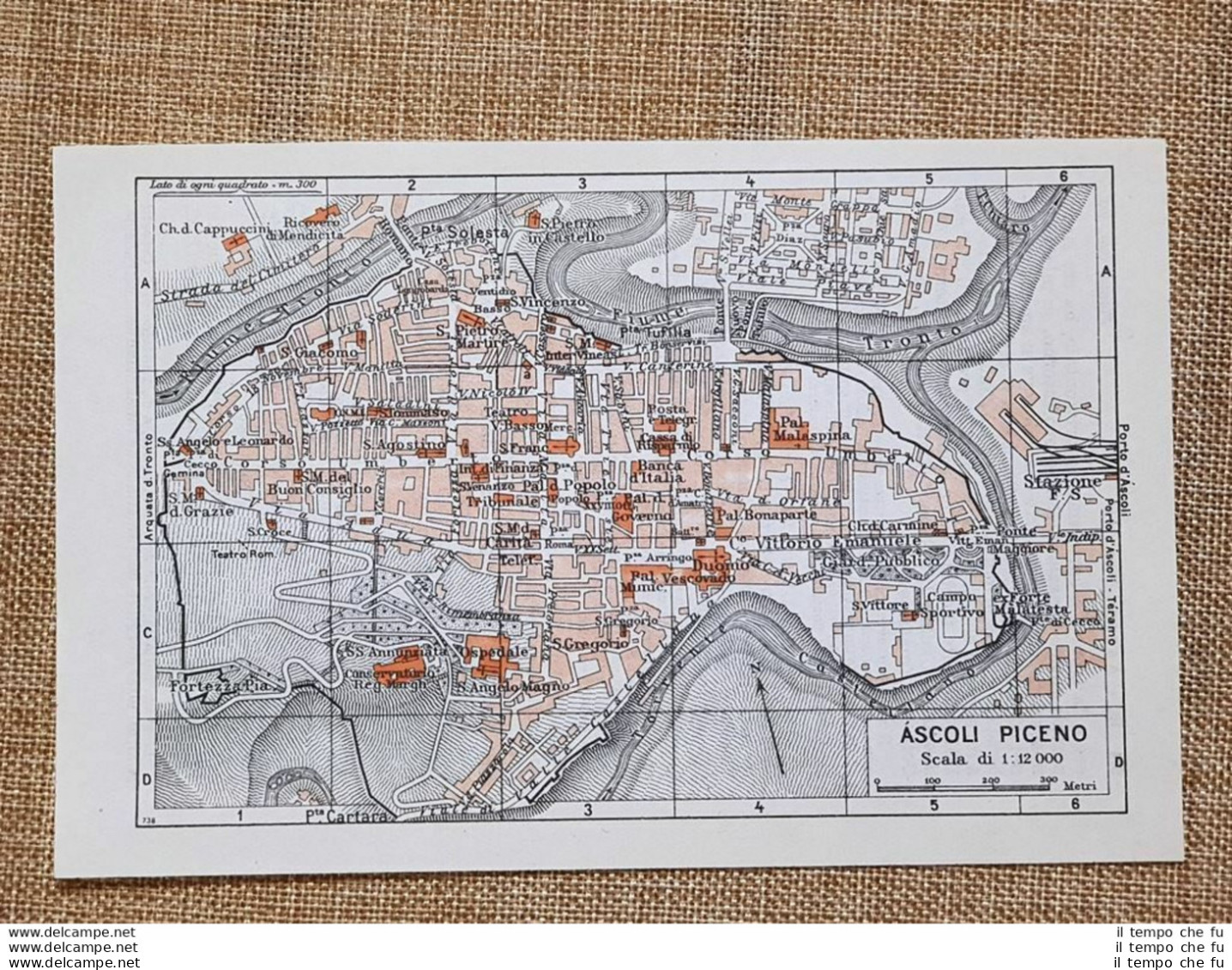 Pianta O Piantina Del 1939 La Città Di Ascoli Piceno Marche T.C.I. - Cartes Géographiques