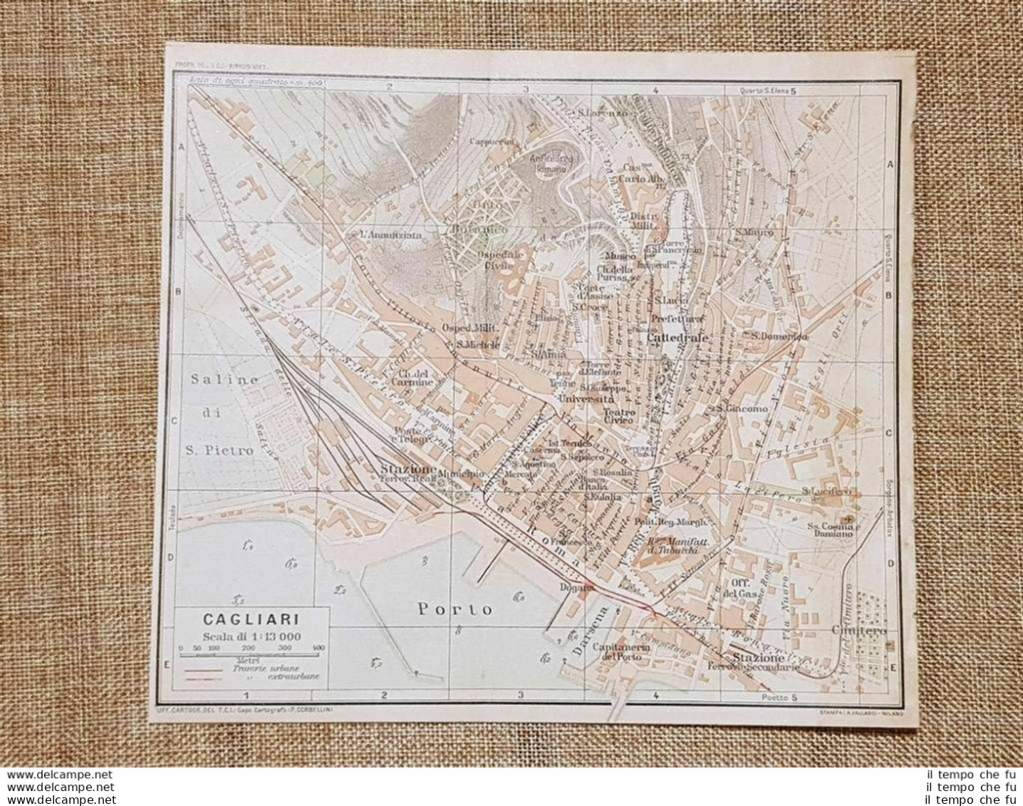 Pianta O Piantina Del 1918 La Città Di Cagliari Sardegna T.C.I. - Mapas Geográficas