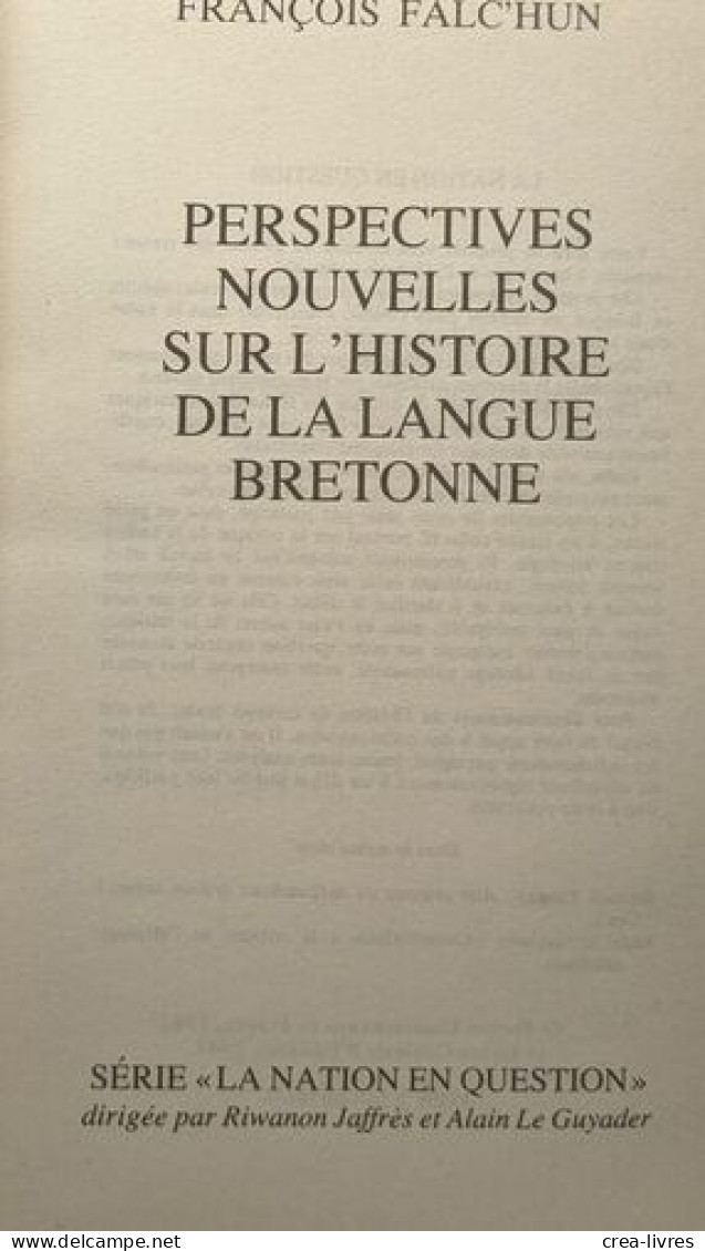 Perspectives Nouvelles Sur L'histoire De La Langue Bretonne - Andere & Zonder Classificatie