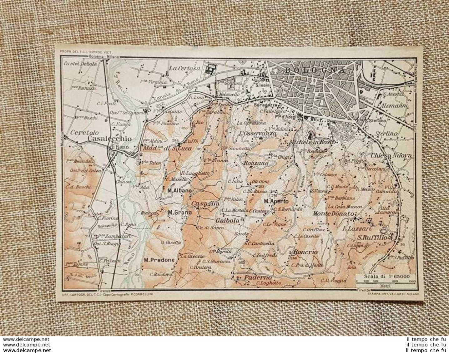 Carta Geografica O Cartina Del 1939 Bologna La Certosa Emilia Romagna T.C.I. - Geographical Maps