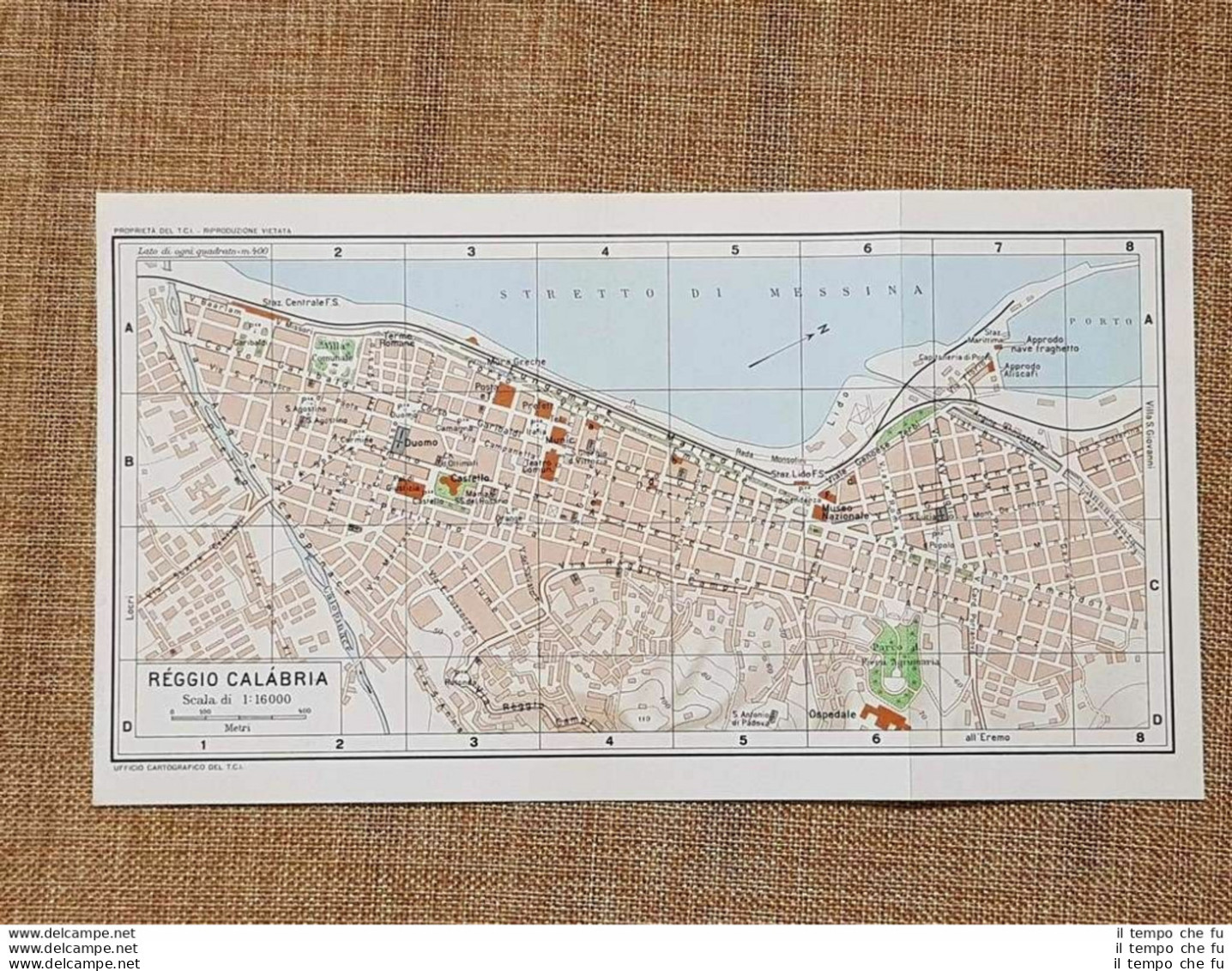 Pianta O Piantina Del 1965 La Città Di Reggio Calabria T.C.I. - Cartes Géographiques