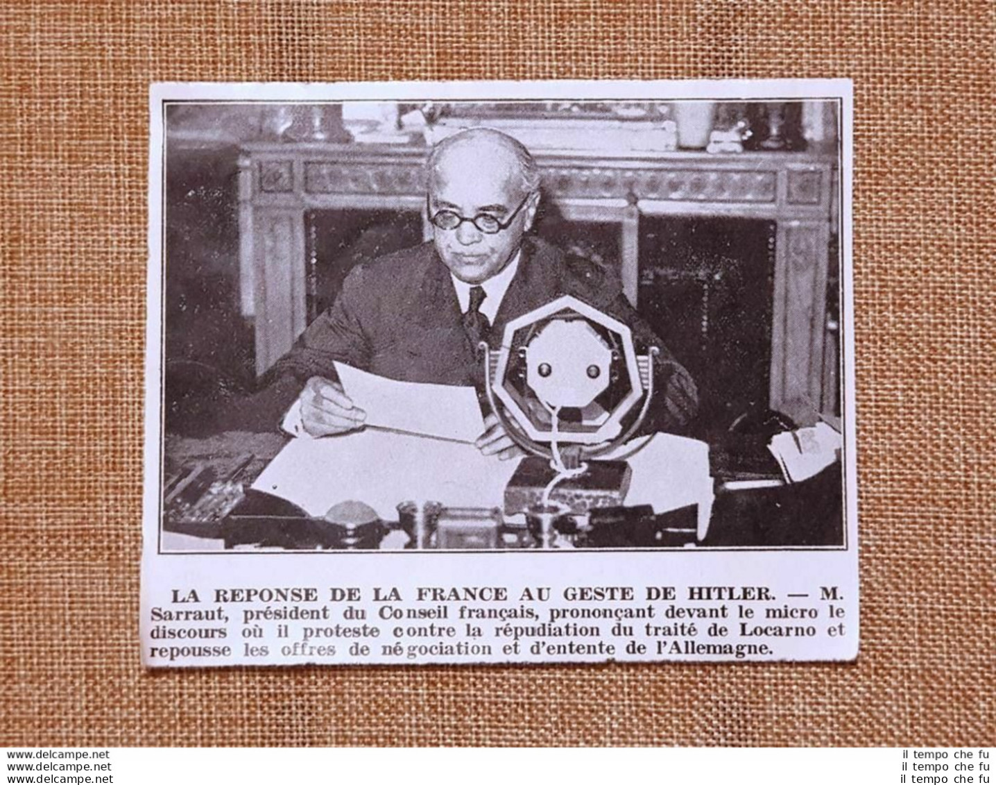 Il Presidente Francese Sarraut Nel 1936 La Risposta Al Gesto Di Hitler Francia - Otros & Sin Clasificación