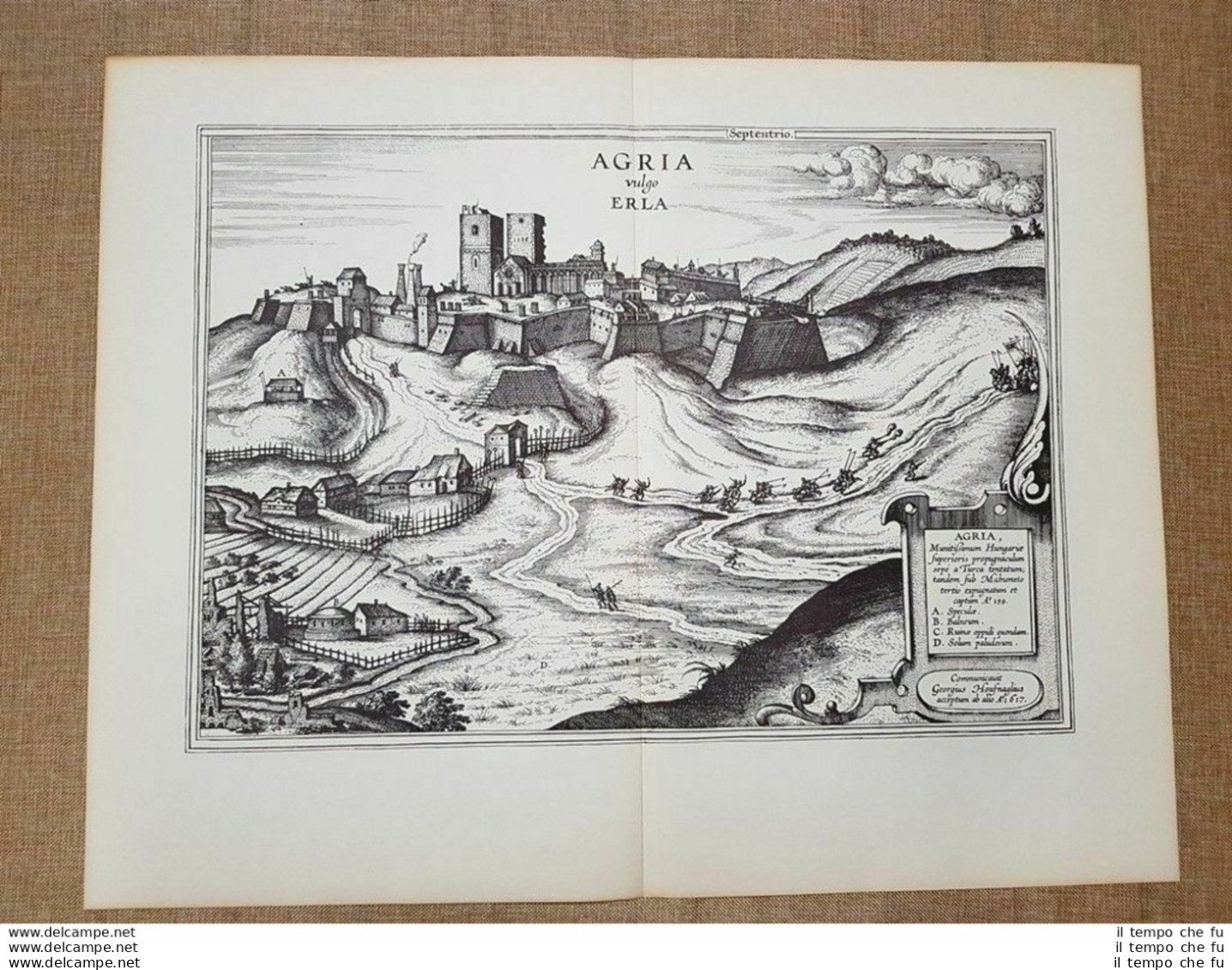 Veduta Della Città Di Agria Ungheria Anno 1620 Braun E Hogenberg Ristampa - Landkarten