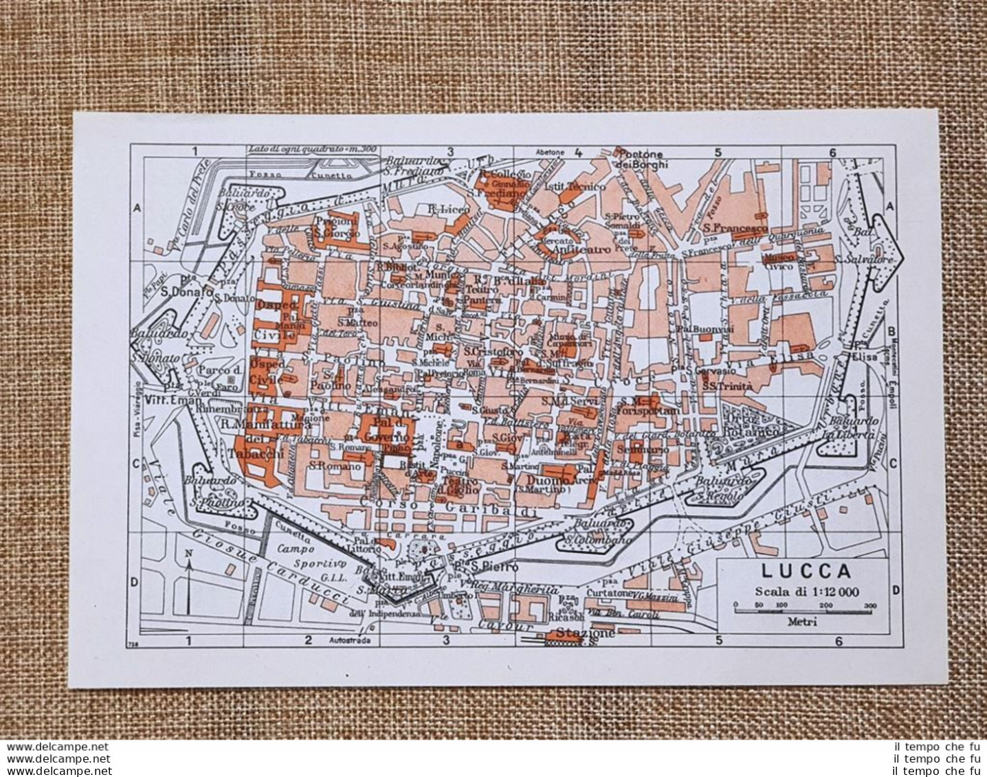 Pianta O Piantina Del 1939 La Città Di Lucca Toscana T.C.I. - Landkarten