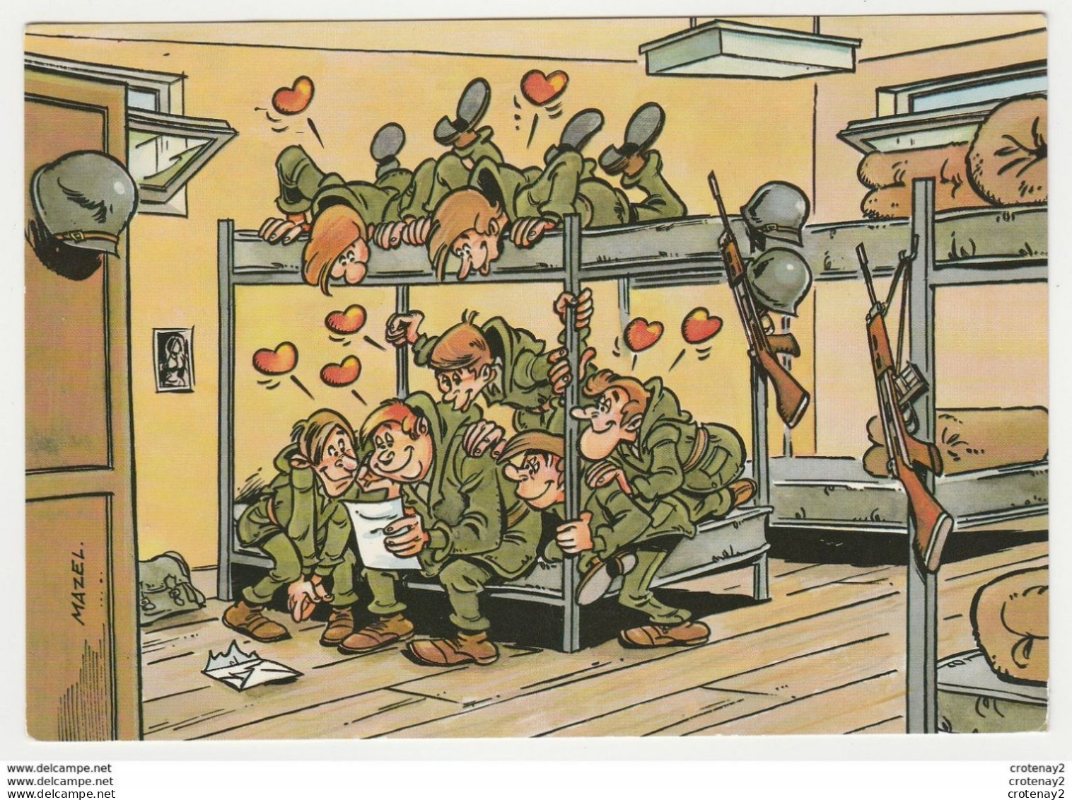 Humour Militaire Soldats La Chambrée Le Courrier Illustrateur MAZEL N°22069 VOIR DOS - Humour