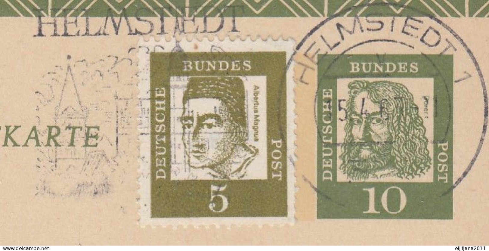 ⁕ Germany 1963 Deutsche BundesPost ⁕ FUNKLOTTERIE E.V.  2 Hamburg 1 ⁕ HELMSTEDT Postmark ⁕ Stationery Postcard - Cartes Postales - Oblitérées