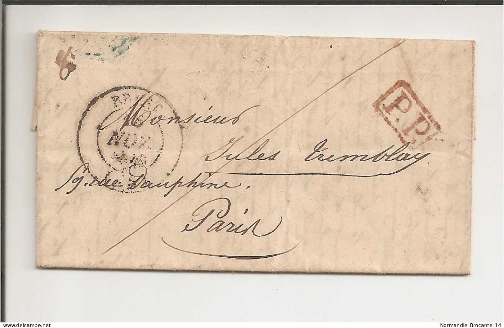 Lettre De Broc (Alpes-Maritimes)  Pour Paris De 1840 - PP Rouge - 1849-1876: Classic Period