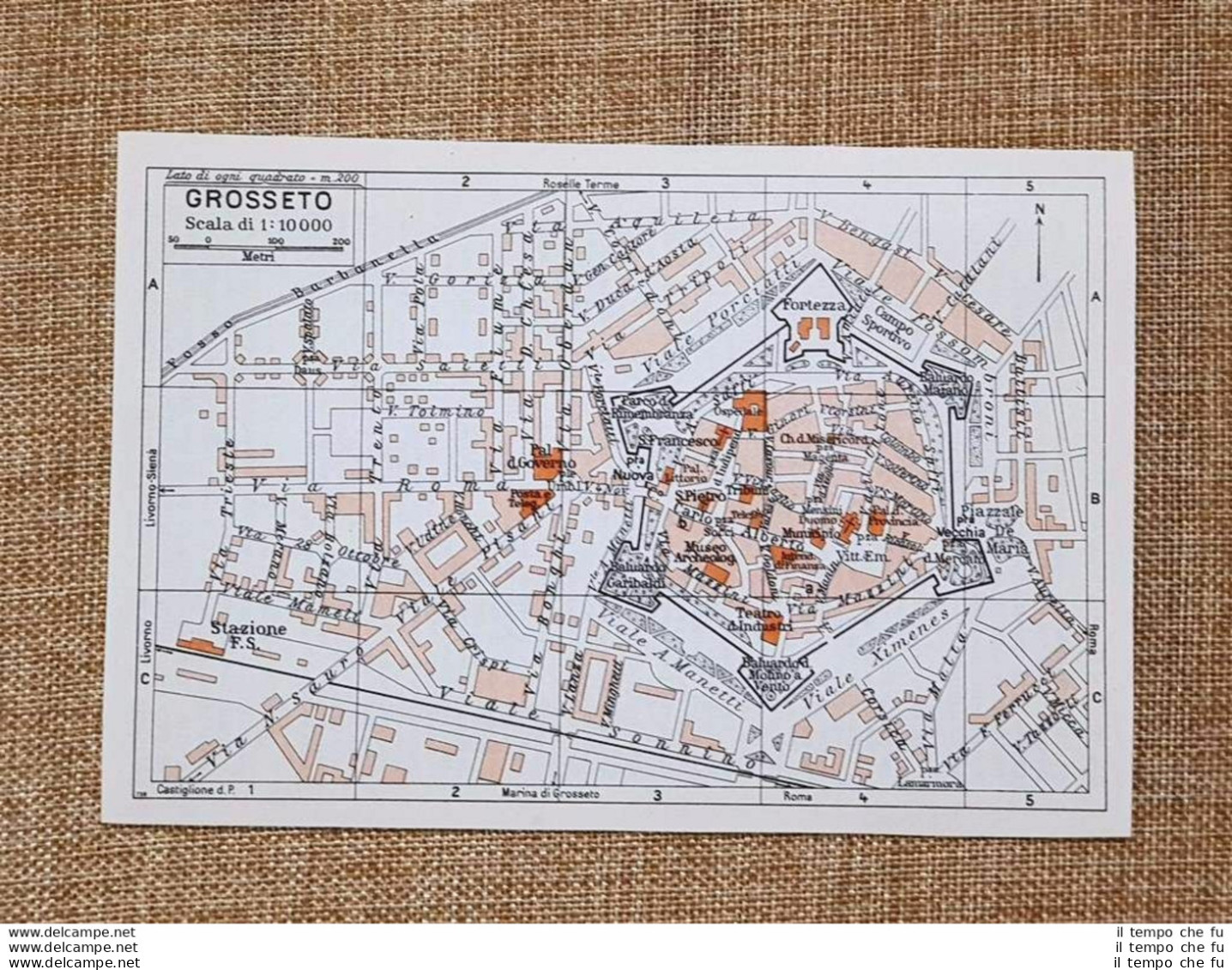 Pianta O Piantina Del 1939 La Città Di Grosseto Toscana T.C.I. - Landkarten