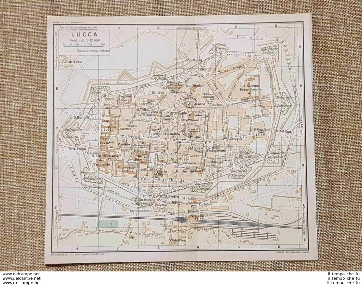 Pianta O Piantina Del 1939 La Città Di Lucca Toscana T.C.I. - Mapas Geográficas