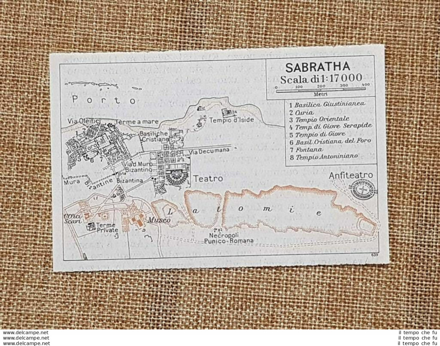Pianta O Piantina Del 1940 La Città Di Sabrata Tripolitania Libia T.C.I. - Landkarten