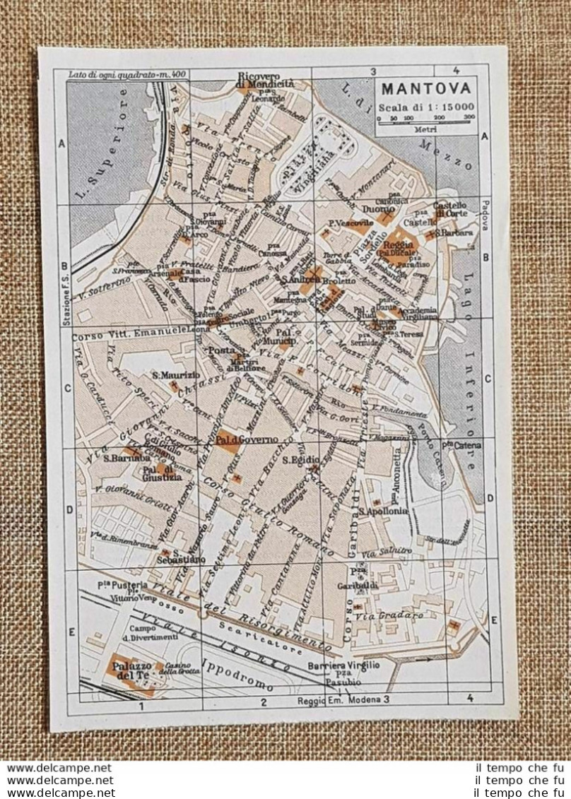 Pianta O Piantina Del 1937 La Città Di Mantova Lombardia T.C.I. - Geographische Kaarten