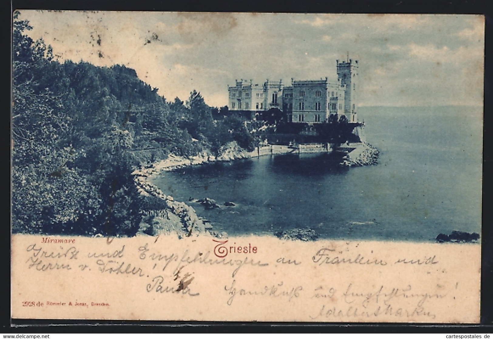 Cartolina Trieste, Miramare, Schloss Mit Anleger  - Trieste