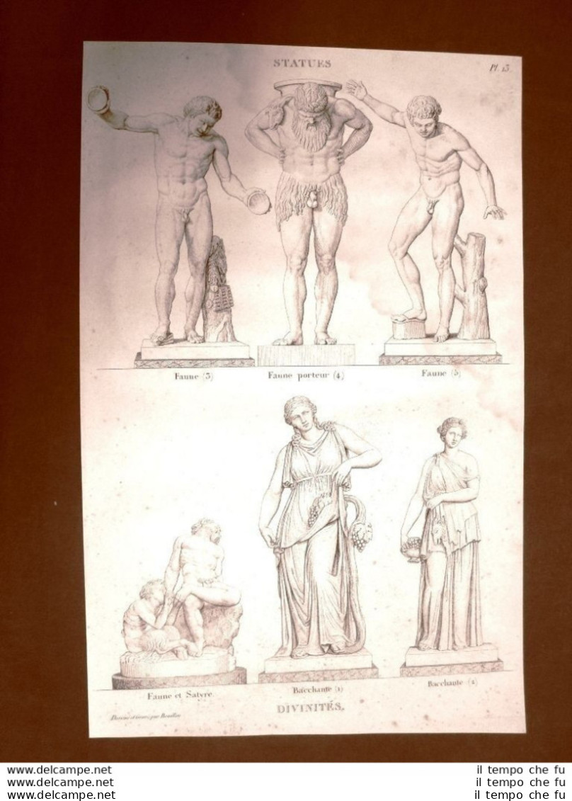 Incisione Del 1811 Faune Satyre Bacchante Musée Des Antiques Scultura Bouillon - Before 1900