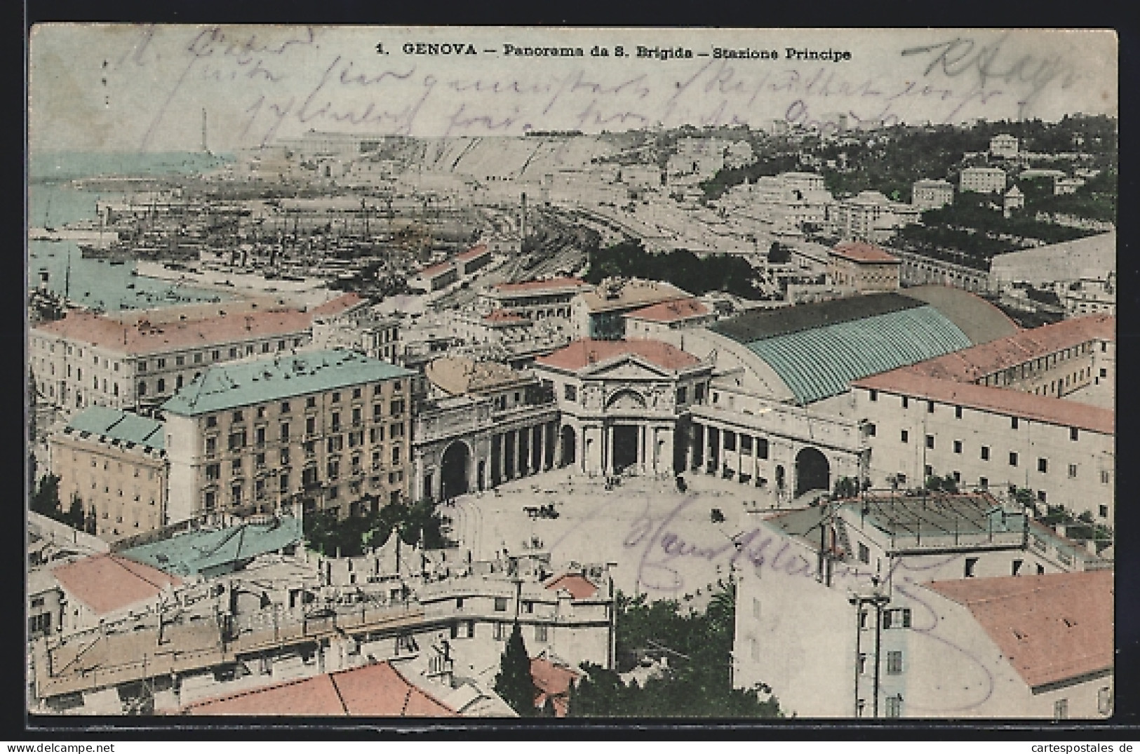 Cartolina Genova, Panorama De S. Brigida, Stazione Principe  - Genova (Genua)