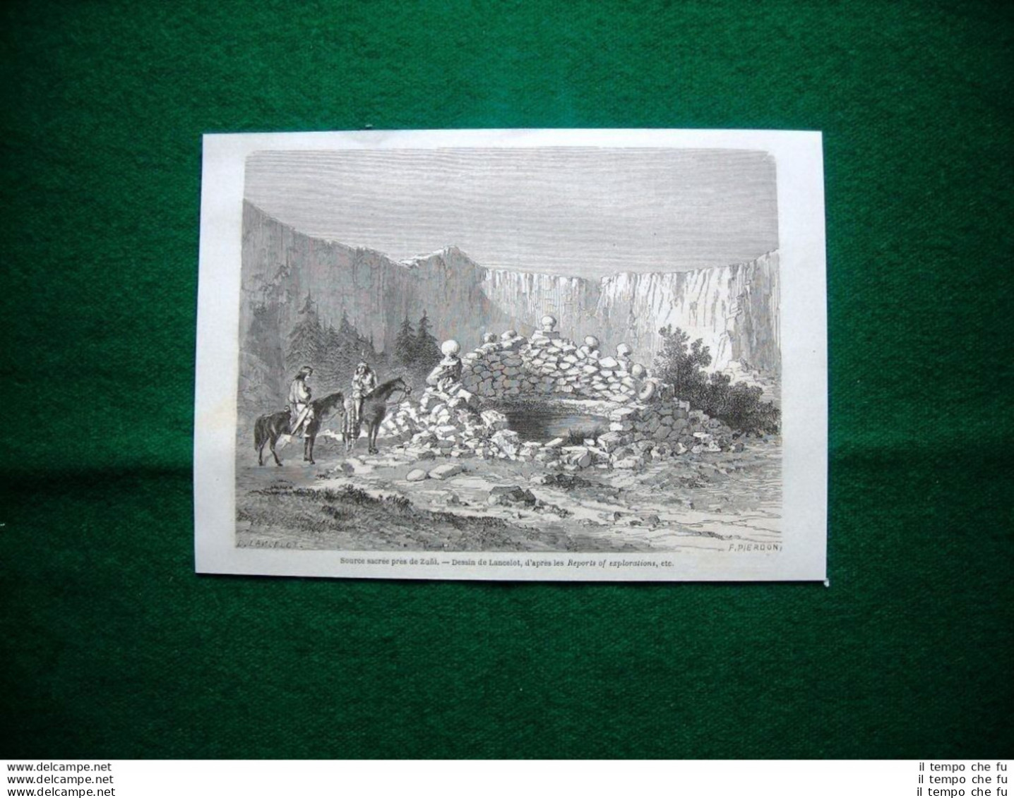 Gravure Année 1860 Source Sacrées Près De Zuni - Fonte Sacra Vicino Zuni - Before 1900