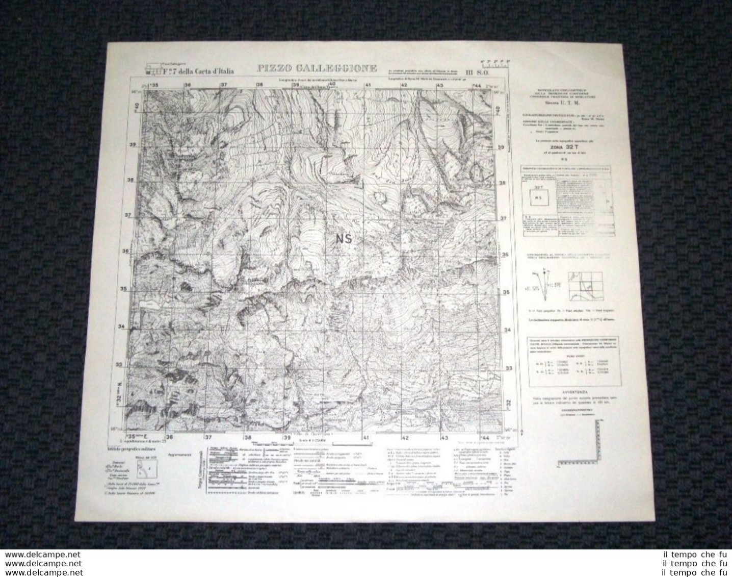 Grande Carta Topografica Pizzo Galleggione E Dintorni Dettagliatissima I.G.M. - Cartes Géographiques