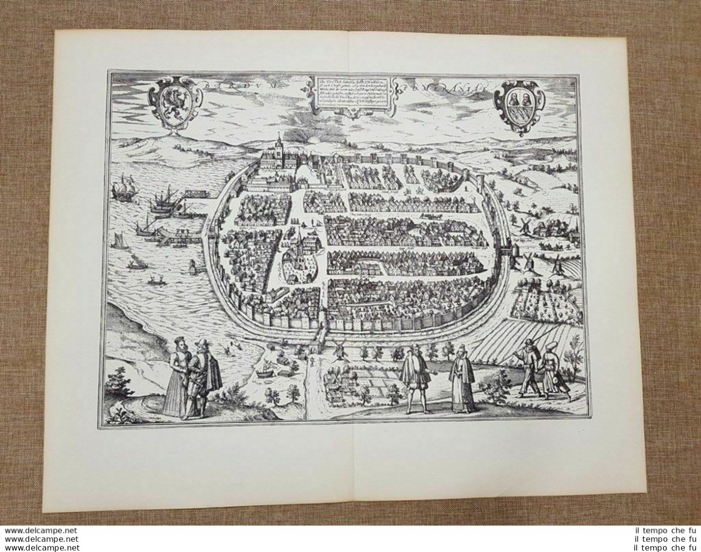 Veduta Della Città Di Barth O Bardum Pomeraniae 1597 Braun E Hogenberg Ristampa - Landkarten