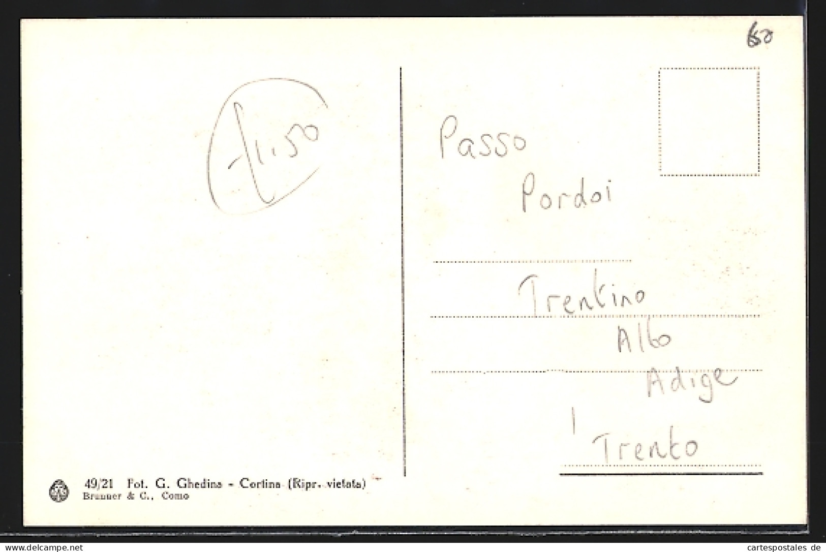 Cartolina Passo Pordoi (Gruppo Del Sella), Cima Pordoi  - Sonstige & Ohne Zuordnung