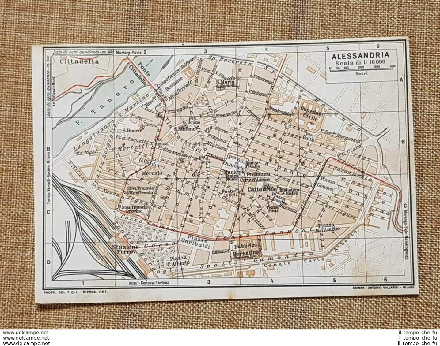 Pianta O Piantina Del 1923 La Città Di Alessandria Piemonte T.C.I. - Geographical Maps