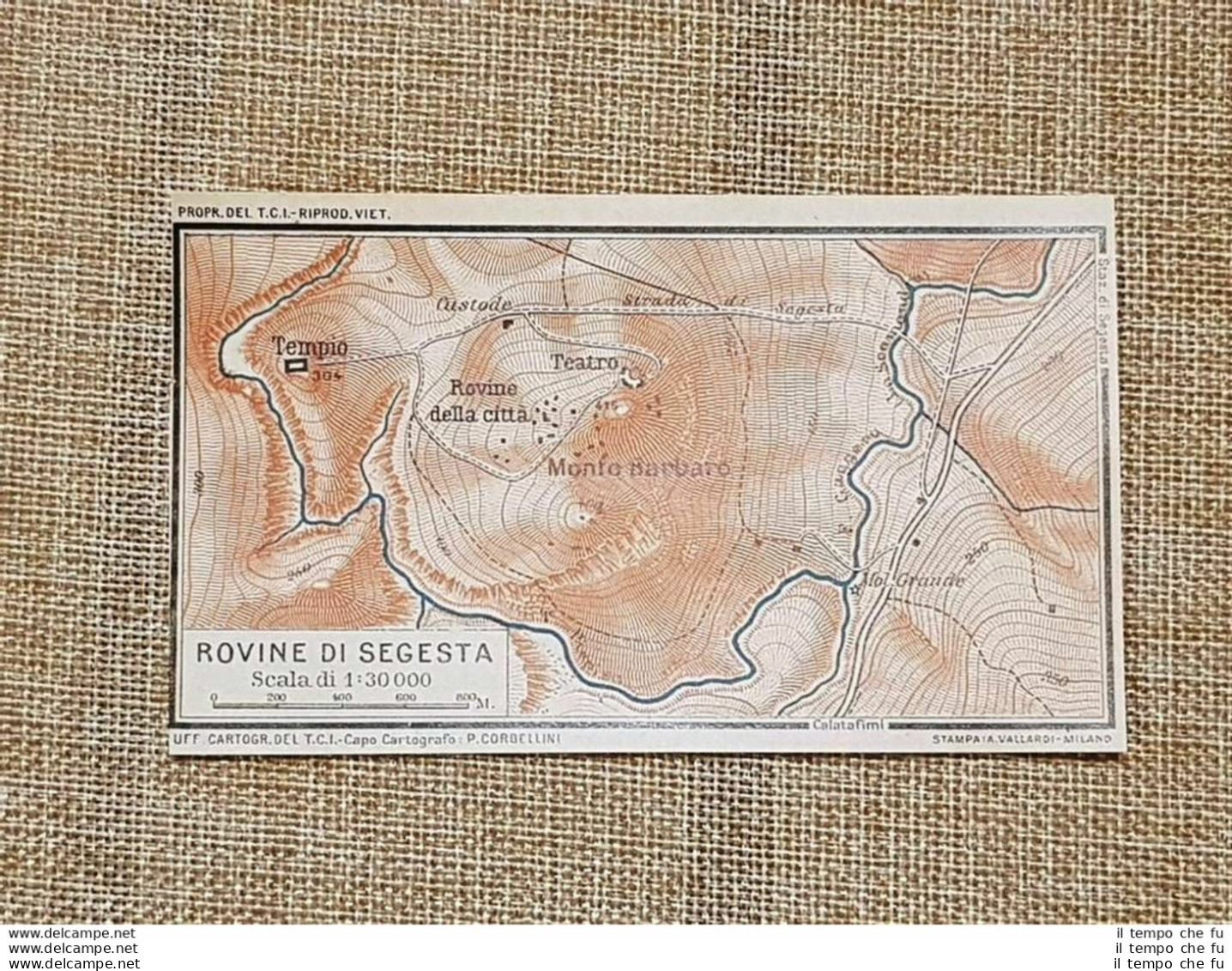 Carta O Cartina Del 1919 Le Rovine Di Segesta E Il Monte Barbaro Sicilia T.C.I. - Landkarten