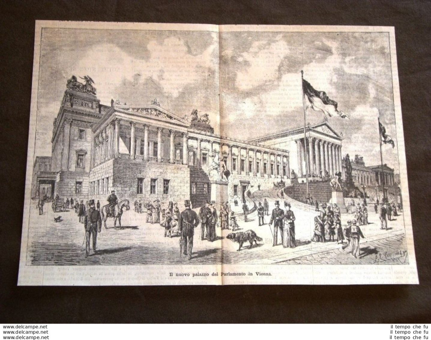 Rarissima Veduta Di Vienna Nel 1884 Nuovo Palazzo Del Parlamento Austria - Voor 1900
