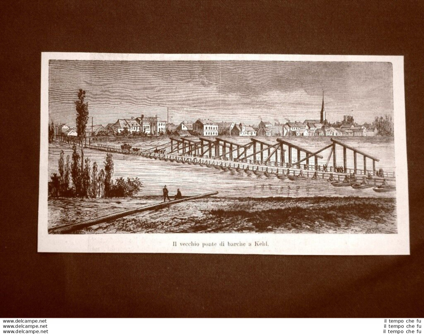 A Kehl Nel 1863 Vecchio Ponte Di Barche Baden-Wurttemberg Sul Reno Germania - Before 1900