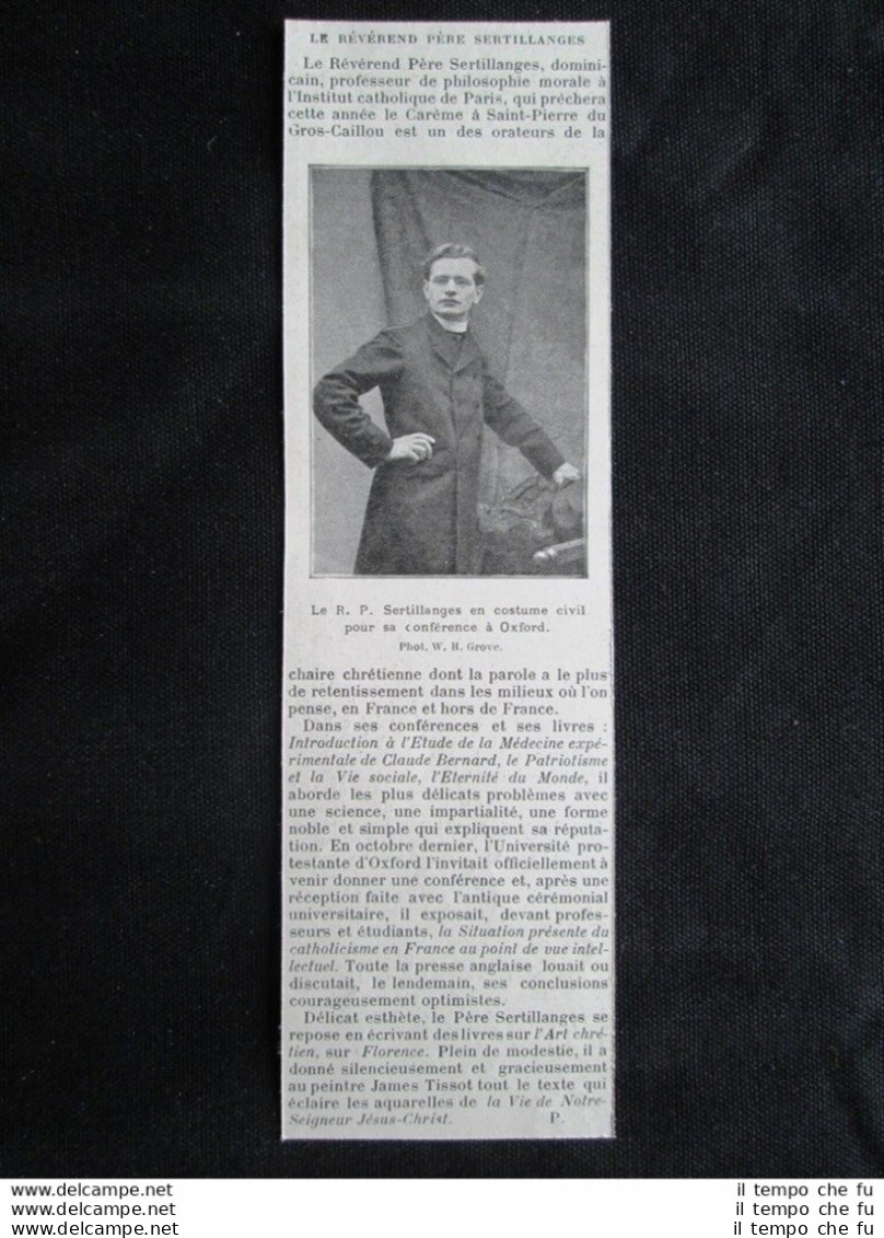 Il Reverendo Antonin Sertillanges Stampa Del 1903 - Otros & Sin Clasificación