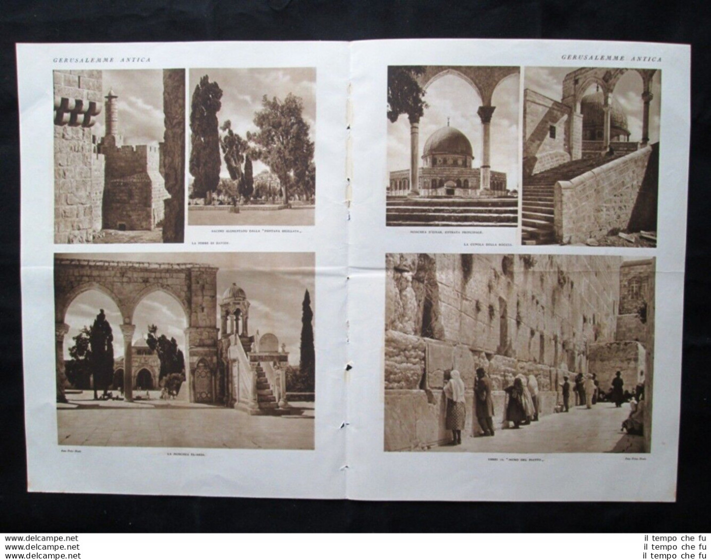 Gerusalemme:Moriah,Santo Sepolcro + Torre Davide,Moschea El-Aksa Stampa Del 1933 - Andere & Zonder Classificatie