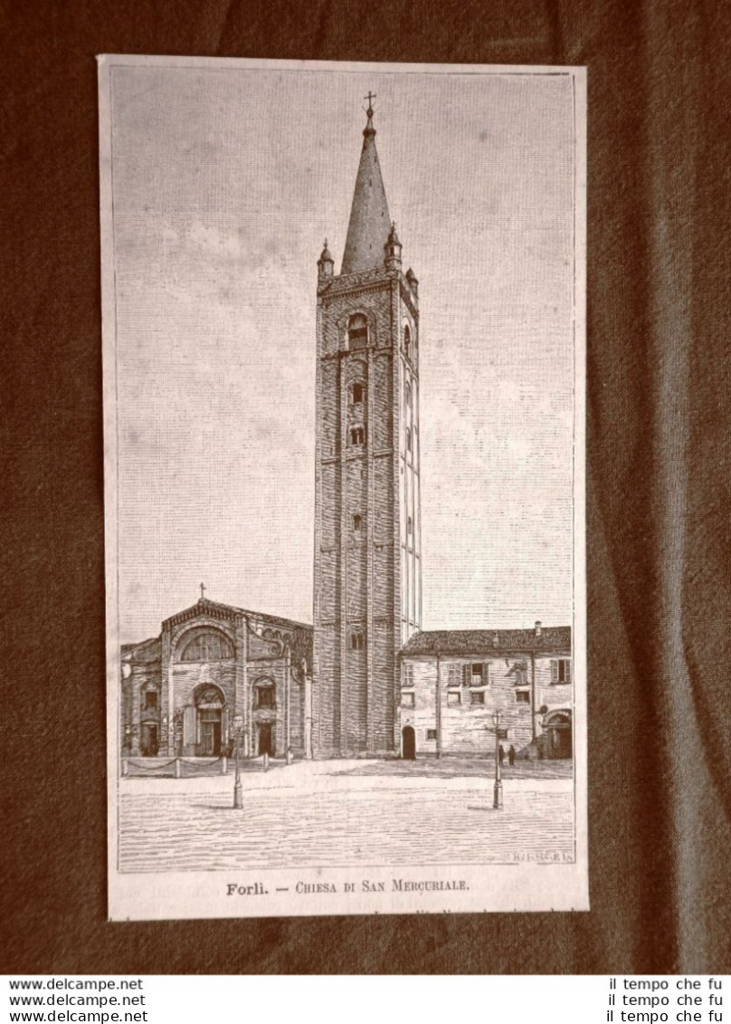 Incisione Del 1891 Forlì, Chiesa Di San Mercuriale - Emilia Romagna - Voor 1900