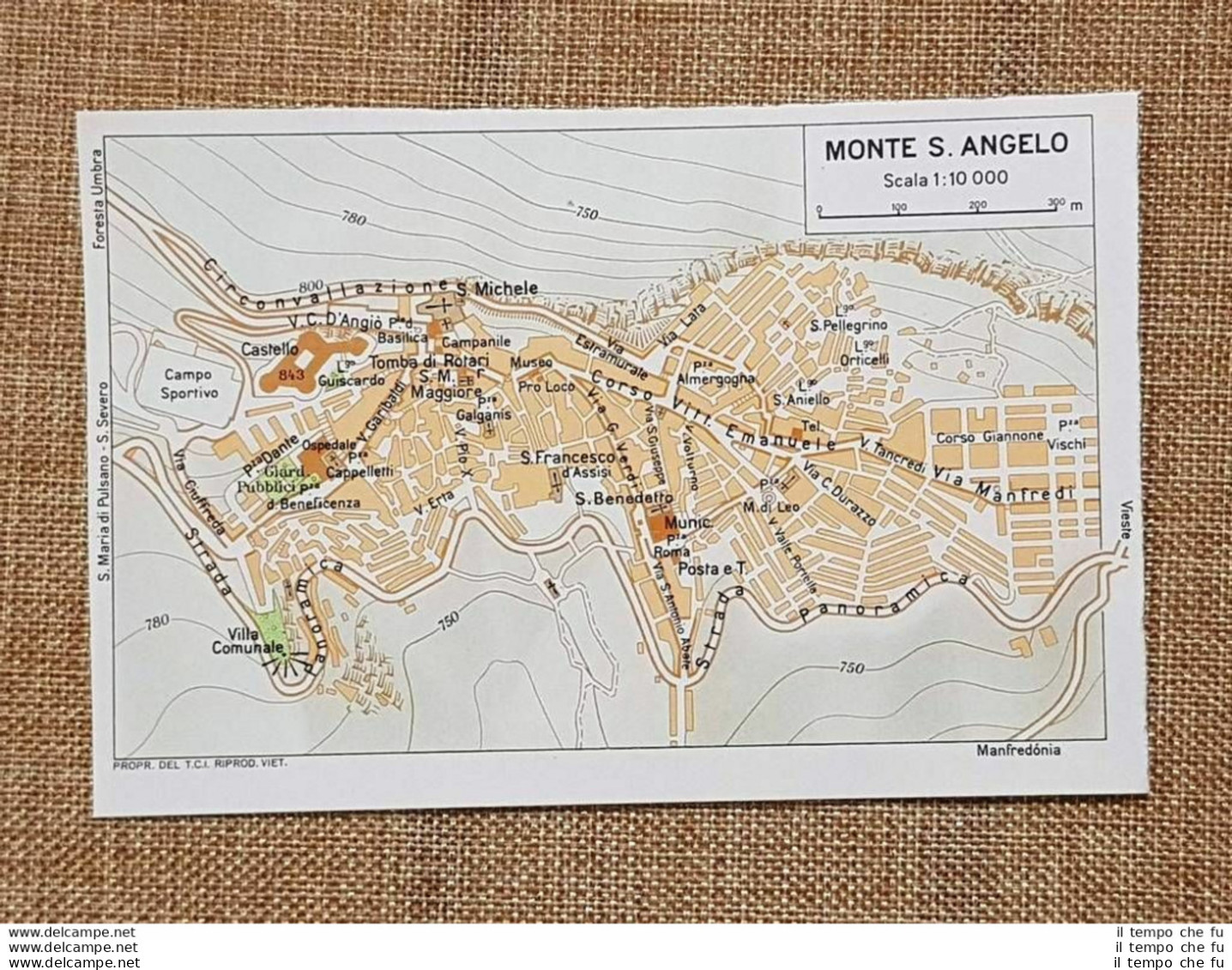 Pianta O Piantina Del 1978 La Città Di Monte Sant'Angelo Foggia Puglia T.C.I. - Cartes Géographiques