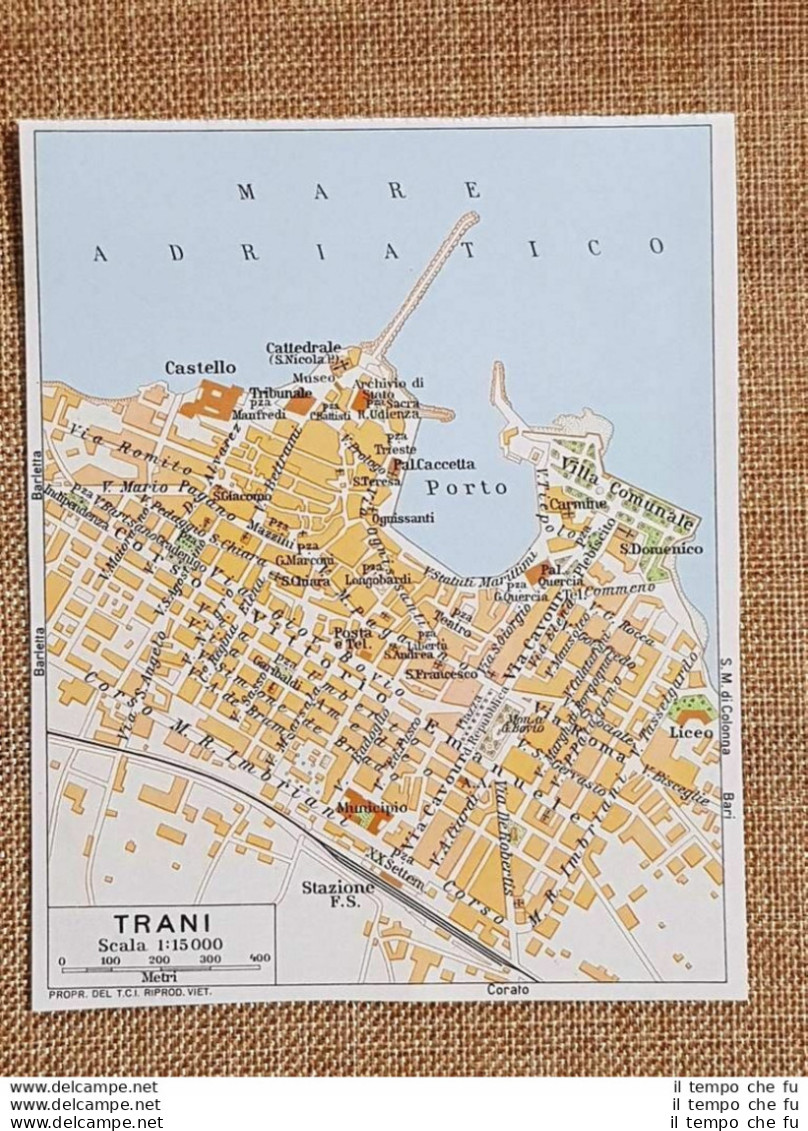 Pianta O Piantina Del 1978 La Città Di Trani Puglia T.C.I. - Mapas Geográficas