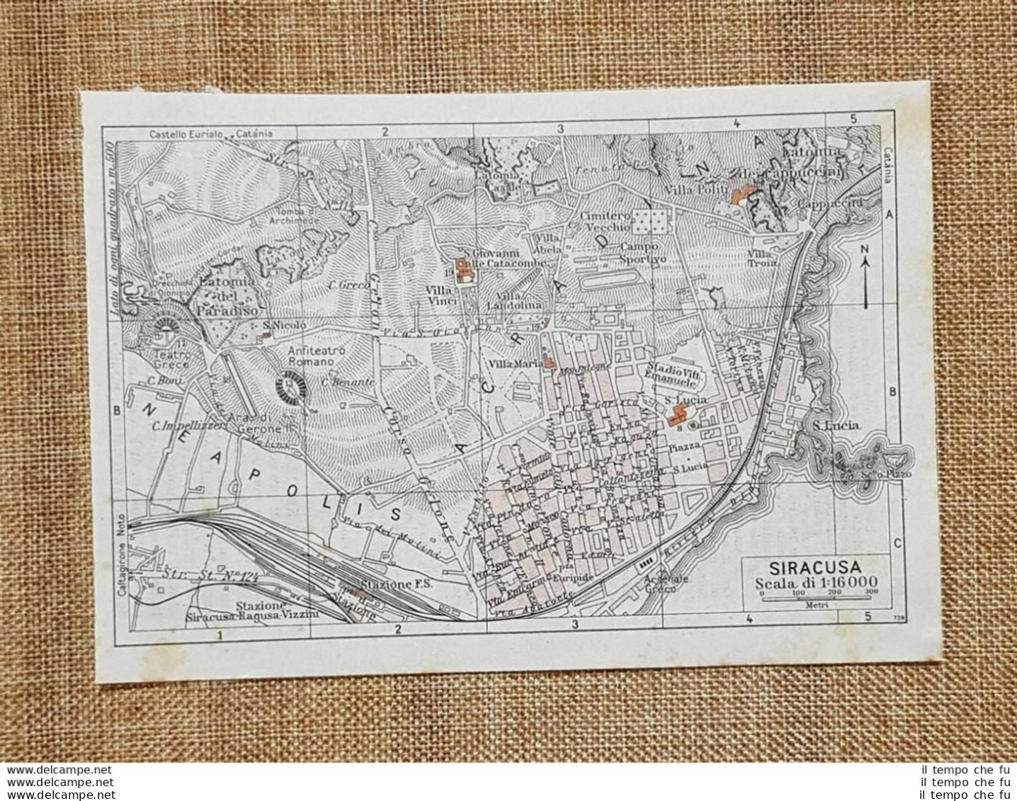 Pianta O Piantina Del 1940 La Città Di Siracusa Sicilia T.C.I. - Carte Geographique