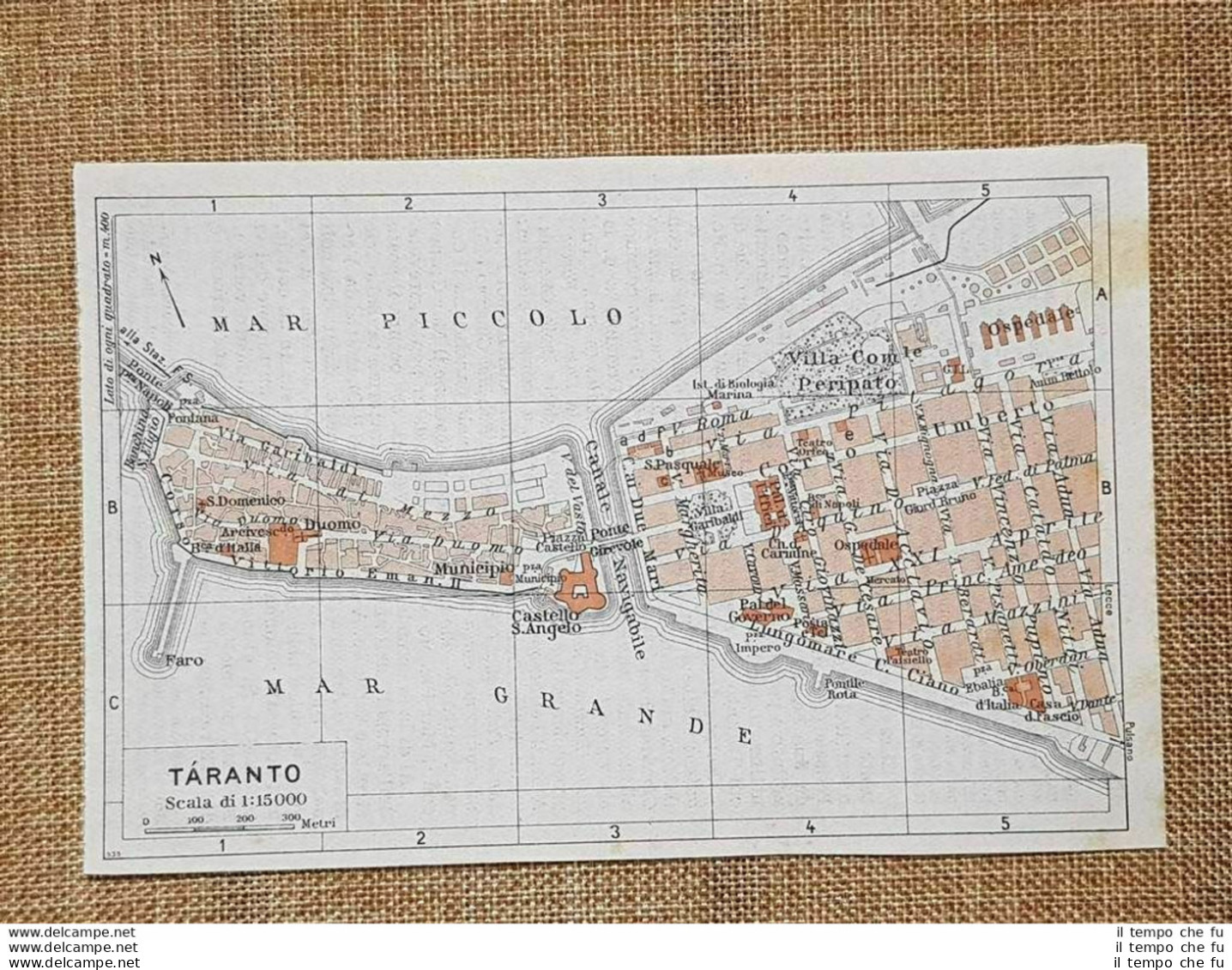 Pianta O Piantina Del 1940 La Città Di Taranto Puglia T.C.I. - Cartes Géographiques