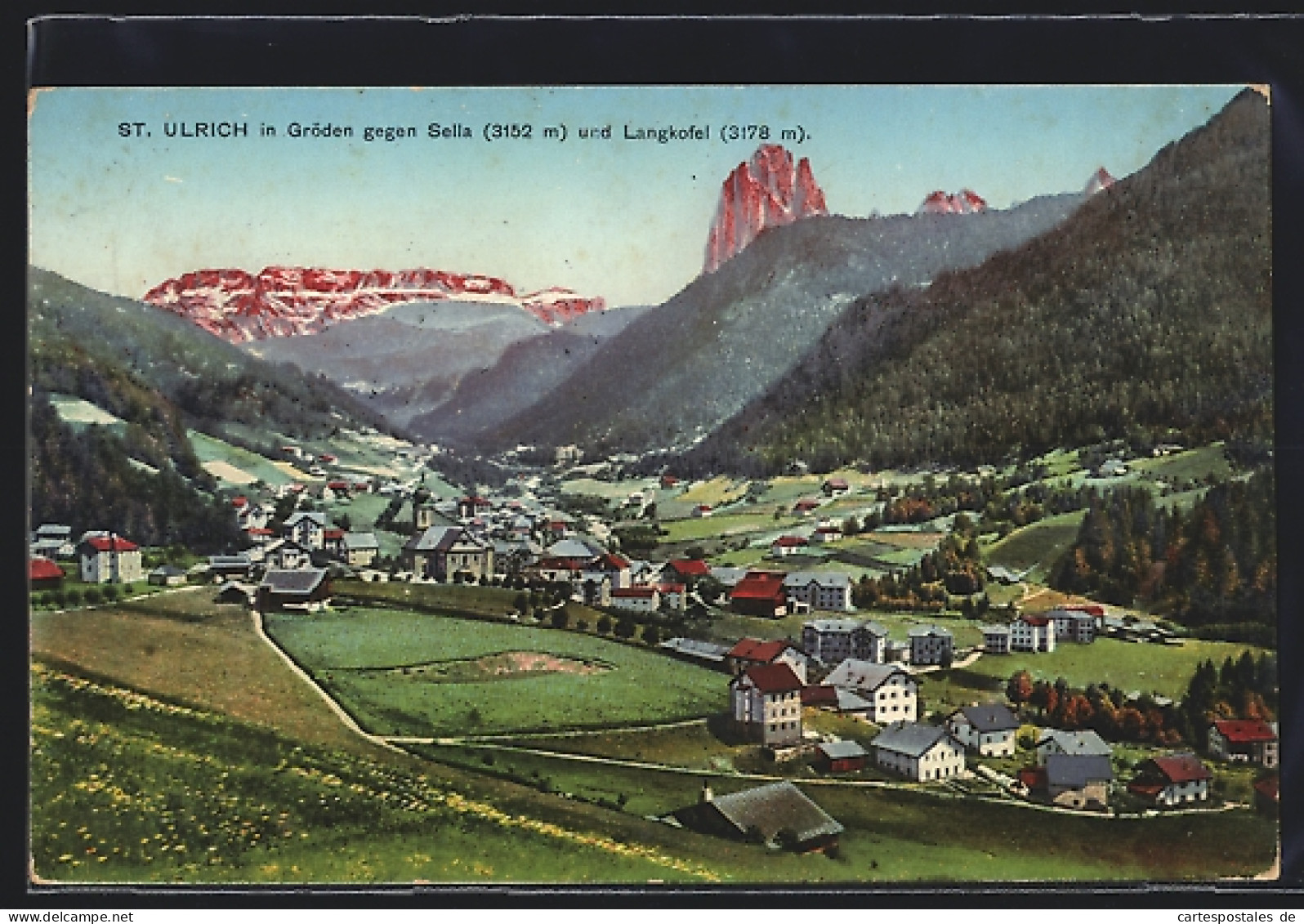 Cartolina St. Ulrich In Gröden, Teilansicht Gegen Sella Und Langkofel  - Altri & Non Classificati